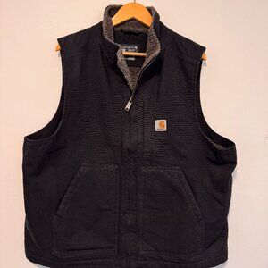 Carhartt Men's Washed Duck Sherpa Lined Mock Neck Loose Fit Work Vest Size L